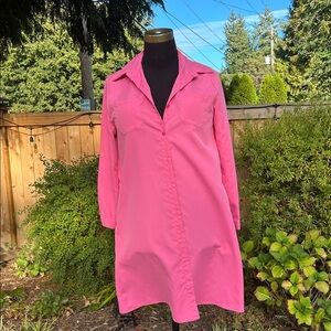 Pink Button-Up Shirt Dress